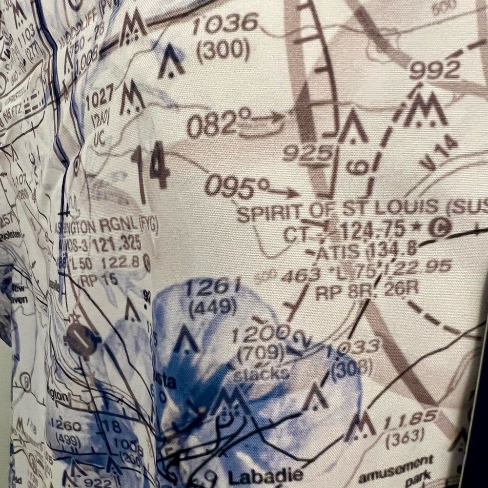 Men's New Pilot Quarters Artistic Blue and White Button Down Shirt - Picture 6 of 11